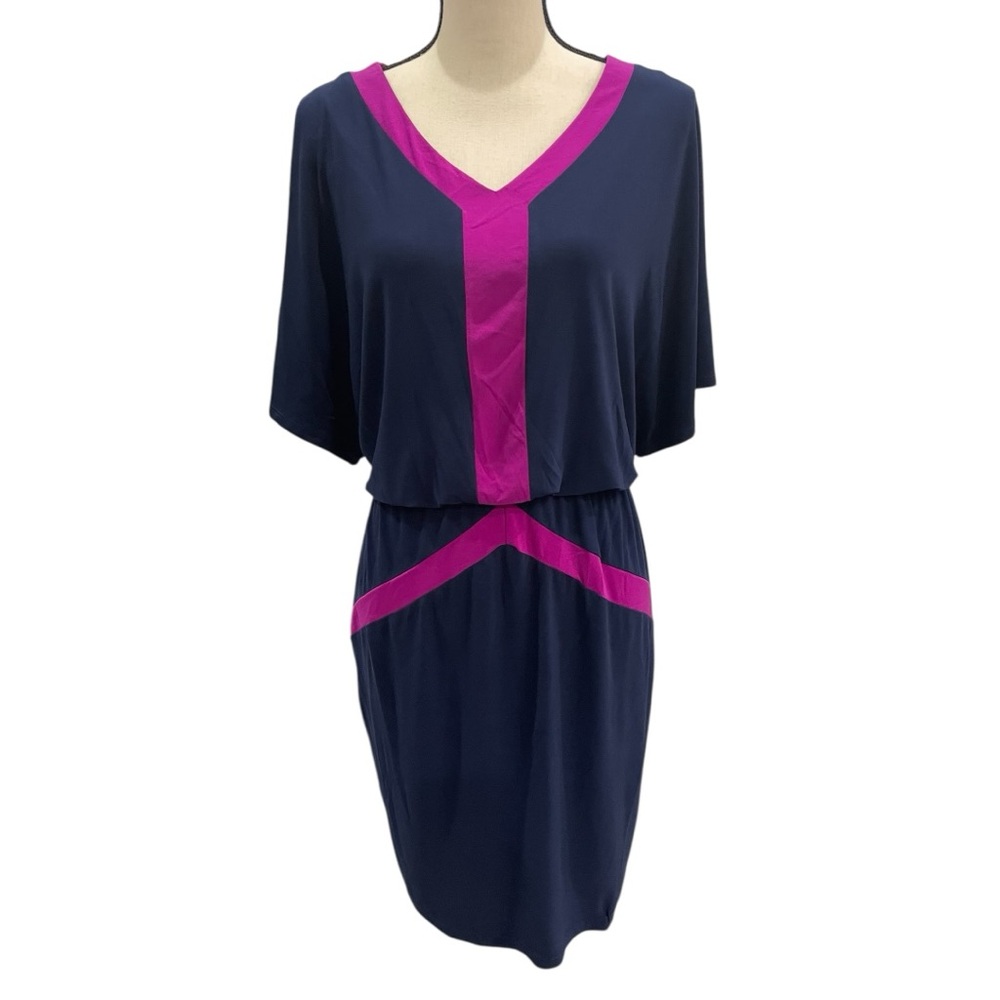 MSK Navy Blue With Fuchsia Pink Accents Dress